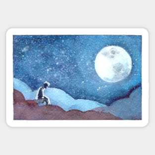 Jimin BTS Serendipity Watercolor Painting Boy and the Moon Sticker